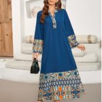 Printed Belted Round Neck Maxi Dress