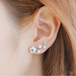 Shell Flower Pearl Stud Earrings Fashion Silver Plated Leaf Branch Earrings